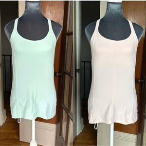 Set of 2 Athleta Inner Goddess Support Tank Top Women's Size Medium Pink & Green